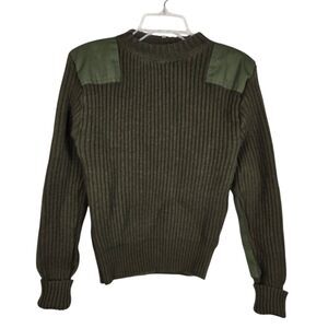 DSCP Valor Collection Sweater Mens 38 Olive Green Wool Military Pullover Patch